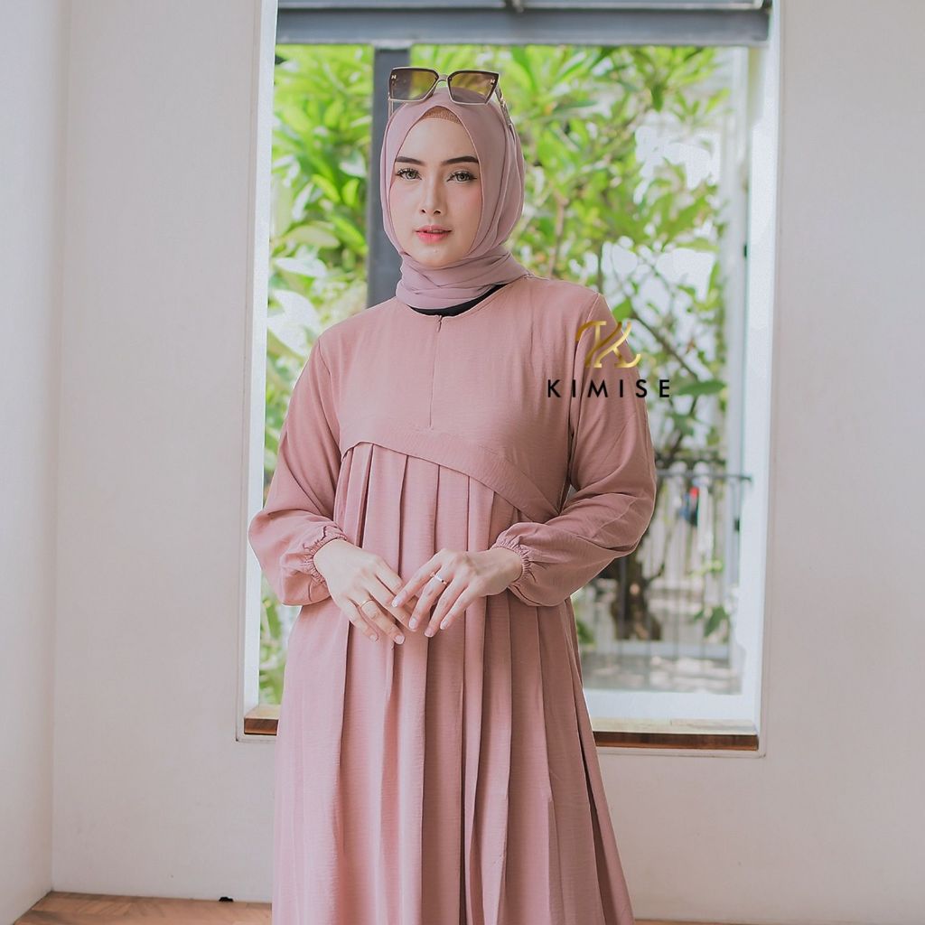 KIMISE Gamis Layla Dress Oversize Dan All Size Bahan Crinkle Airflow Premium Model Busui Dan Wudhu F