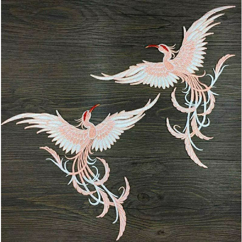 Aplikasi Bordir Burung Sepasang phoenix