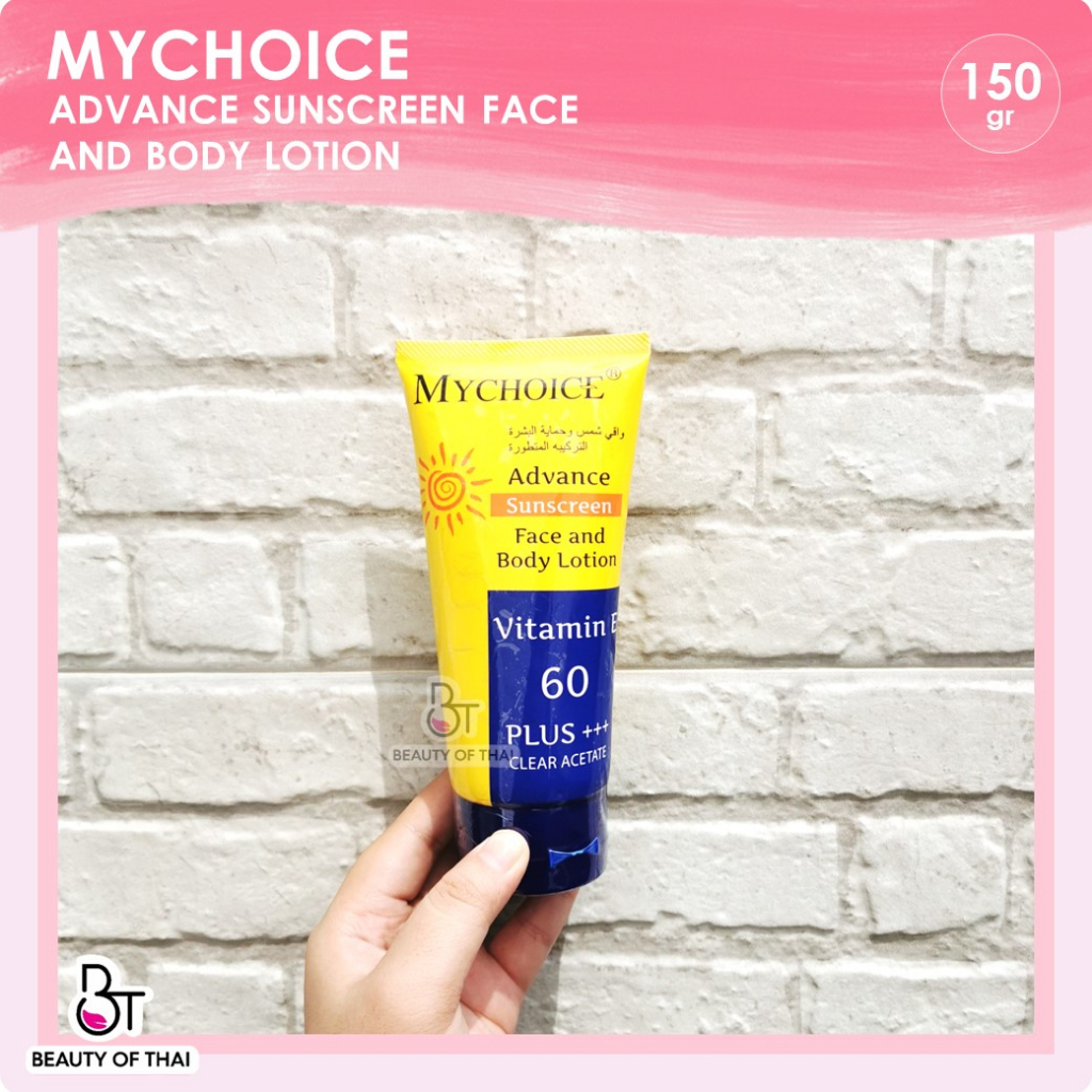 MYCHOICE ADVANCE SUNSCREEN FACE&BODY LOTION VITAMIN E 60PLUS+++ 150gr - SUNSCREEN THAILAND BEST SELL