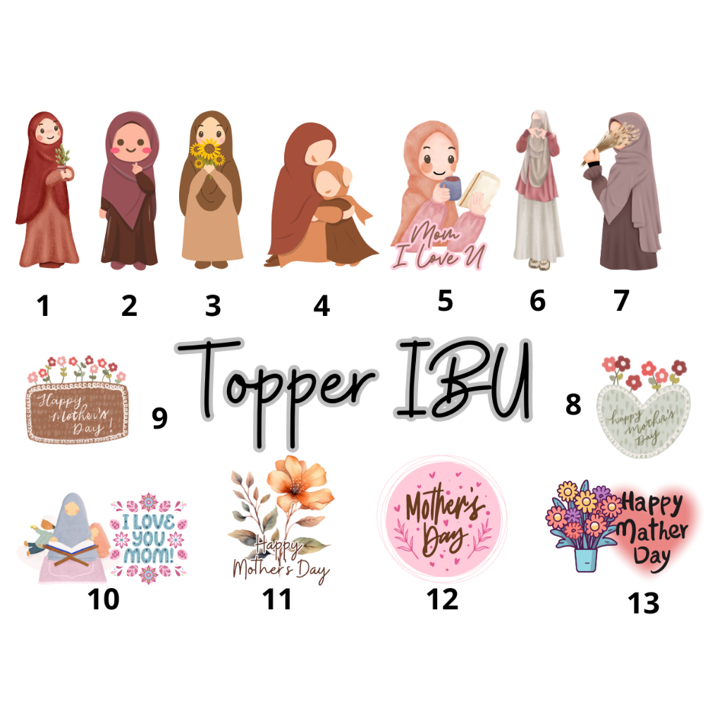 

6pcs Topper Spesial Hari Ibu
