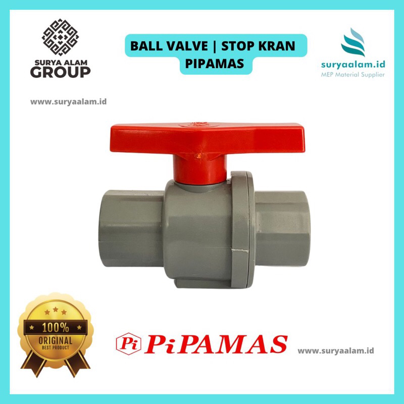 BALL VALVE | STOP KRAN 1” PIPAMAS | STOP KRAN POLOS PLASTIK PVC PIPAMAS