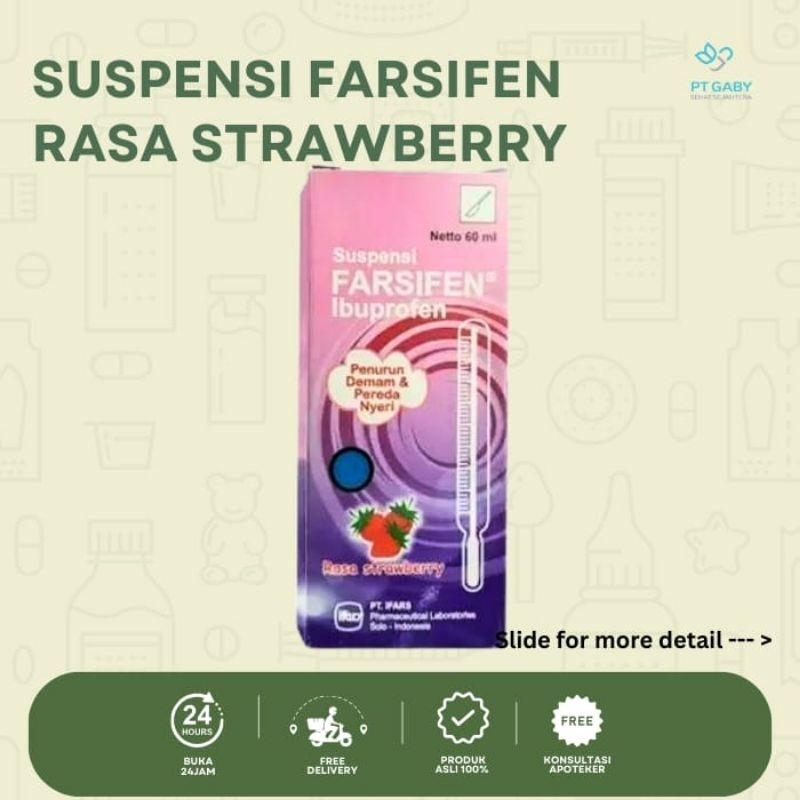 

K24 BUKIT DARMO SUSPENSI FARSIFEN SIRUP RASA STRAWBERRY OBAT UNTUK MERINGANKAN NYERI RINGAN