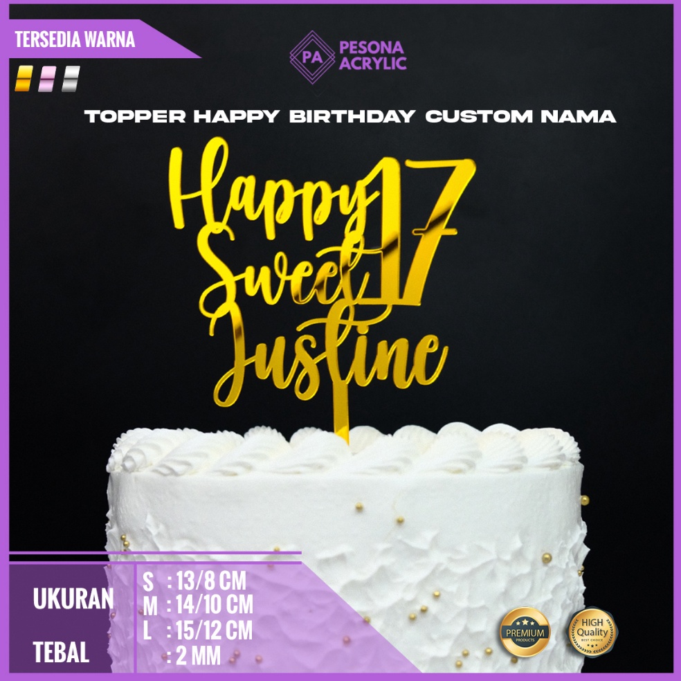 

[ZBR76] Topper Cake Custom Nama/Topper Cake Gold Mirror/Topper Cake Custom Mewah 70gb0