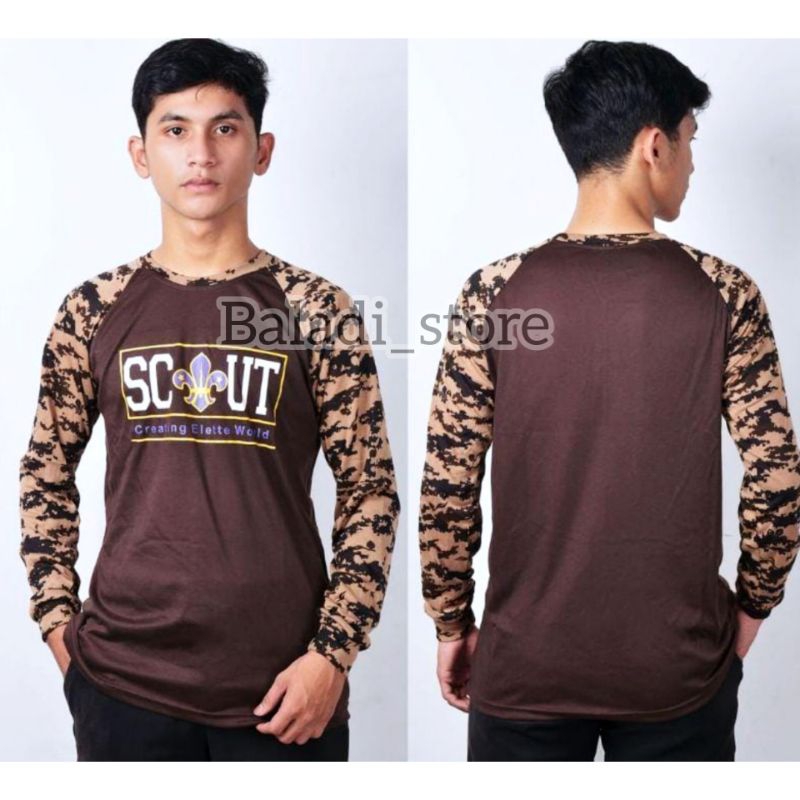 KAOS LORENG PRAMUKA KATUN SCOUT RAGLAN SABLON BDU LAPANGAN PDL LENGAN PANJANG MURAH