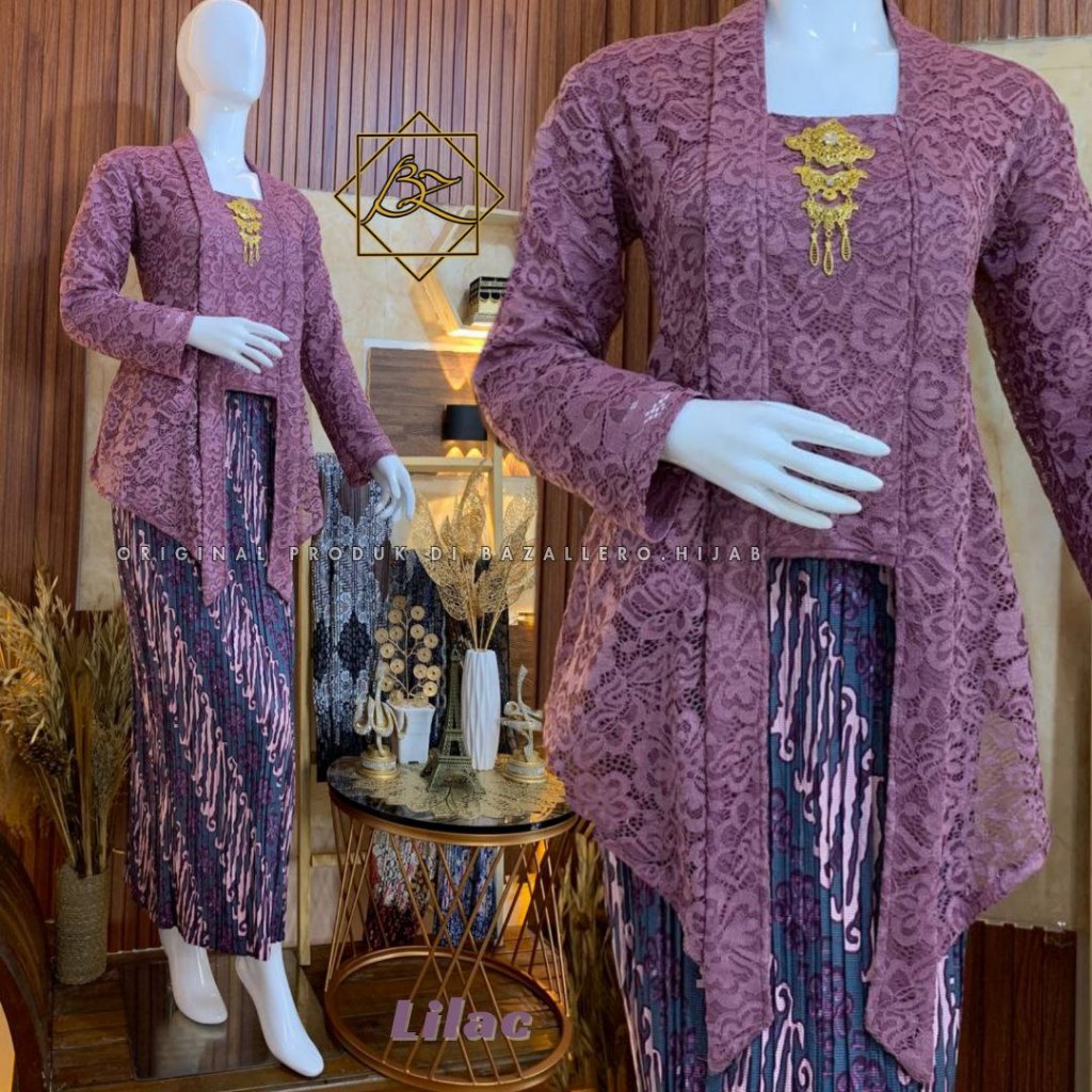 BZ -Set Kebaya Modern Blouse Kutu Baru Brukat Malika Premium Non Gliter Busui friendly Kancing Depan