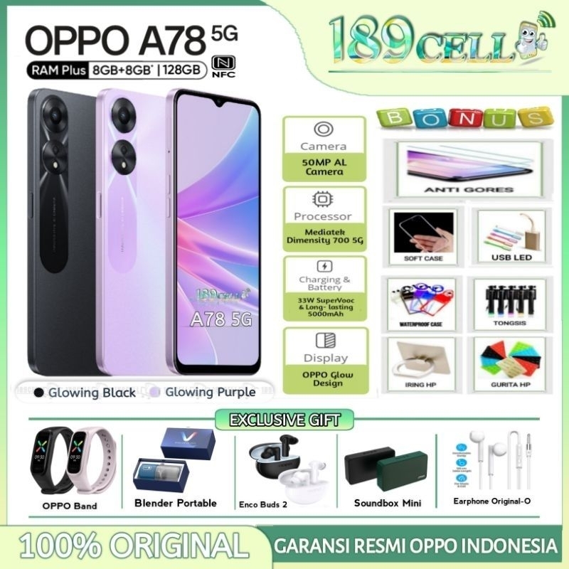 {HARGA PROMO} OPPO A78 5G RAM 8/128 NFC Support - OPPO A 78 5G GARANSI RESMI OPPO