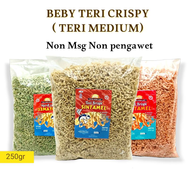 

TERI CRISPY 250gr ukuran kecil/ teri kecil Crispy/ teri crispy non msg non pengawet k -teri krispi sintamel- teri crispy kenduy- teri oven-teri medan-teri kering- shirasu teri krispi