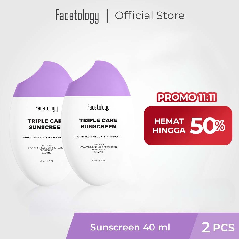 EWE [SPF ASLI DI UJI INVIVO INVITRO] [FLASH SALE] FACETOLOGY Bundling Triplecare Sunscreen 2pcs 71
