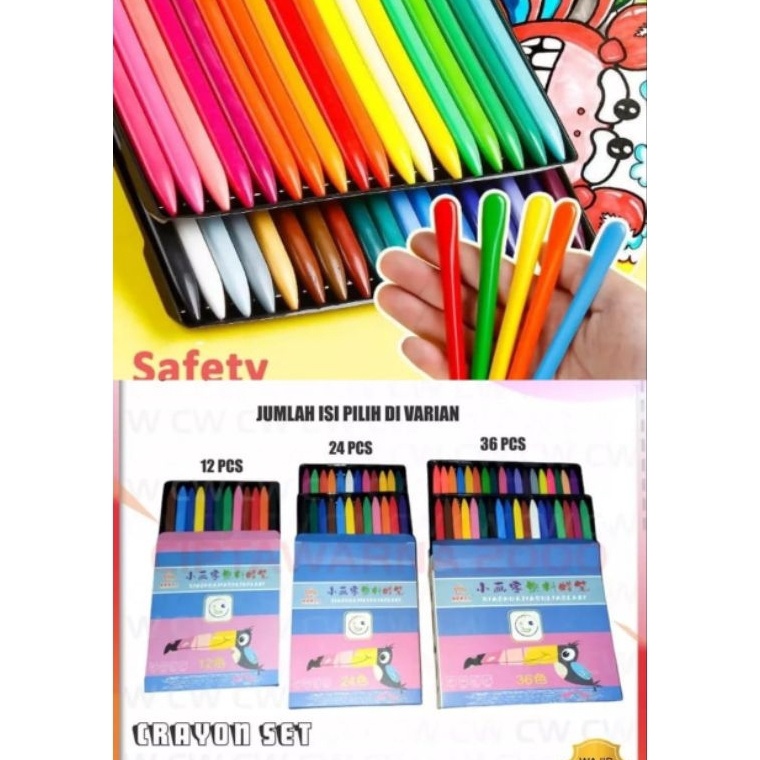 

!!VIJ CRAYON SET VIRAL ANAK ANTI AIR | ANTI PATAH ISI 12-36 PCS Harga Termurah ￣～