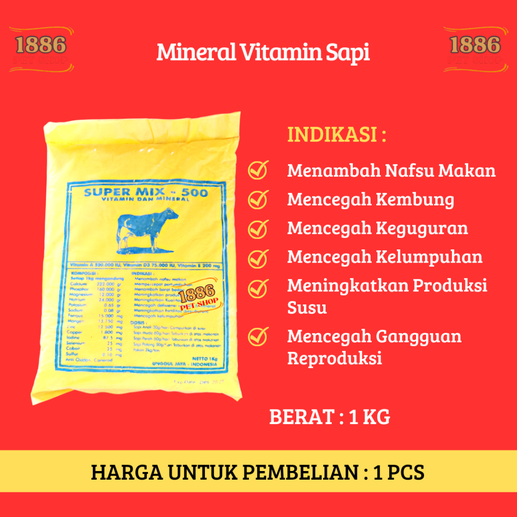 Mineral Hewan Cocok Untuk Sapi Perah & Sapi Potong Isi 1 kg