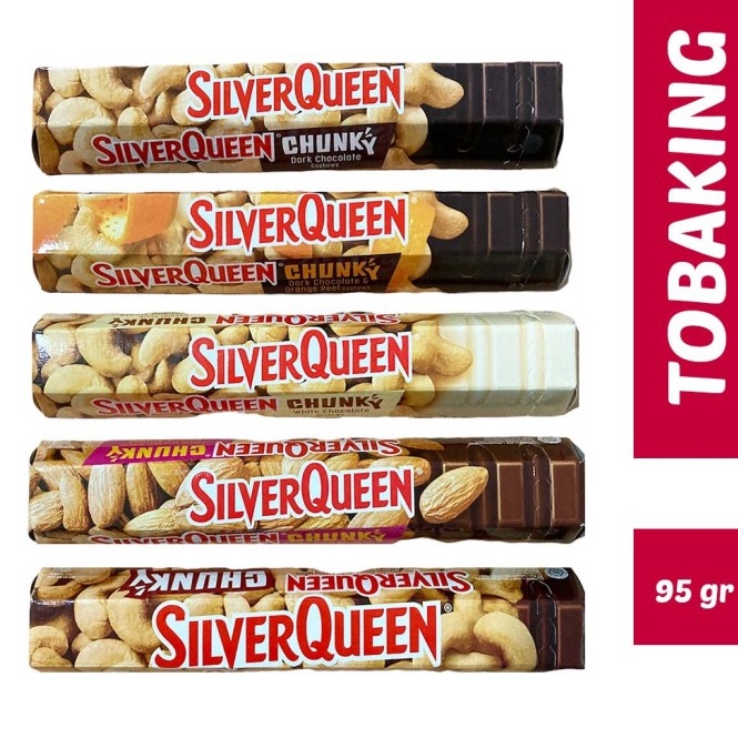 

86 Silverqueen Chunky Bar 95 gr Silver Queen Dark White Cokelat Almond 64