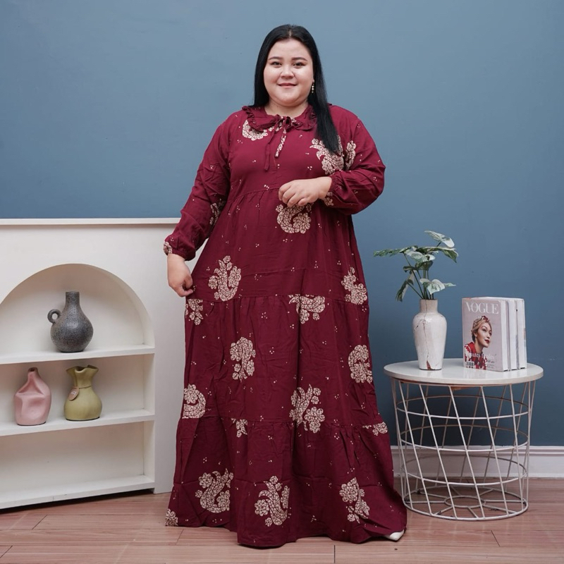 MIDI DRESS BAHAN RAYON PREMIUM MIDI DRESS JUMBO LD 130 GAMIS SUSUN RAYON SUPER ADEM TEBAL GAMIS RAYO