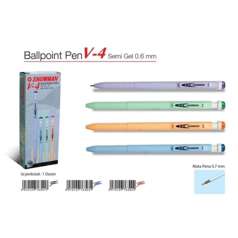 

Ballpoint Snowman V-4 biru pastel colour (1lsn)