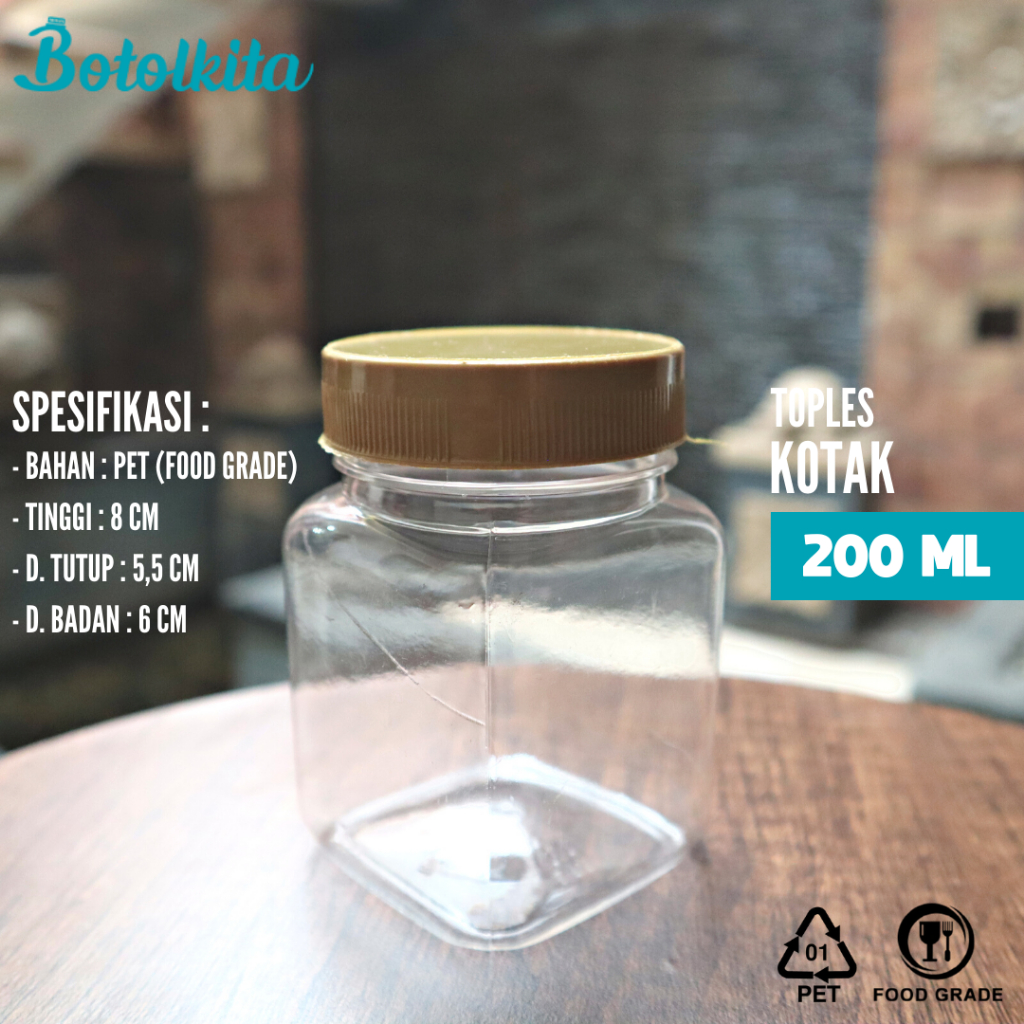 Toples Plastik Sambal Kotak 200ml / Toples Plastik Kotak 200ml