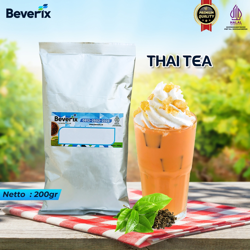 

Bubuk Minuman Thai tea Teh Thailand Premium Beverix Powder Drink Kemasan 200 gram