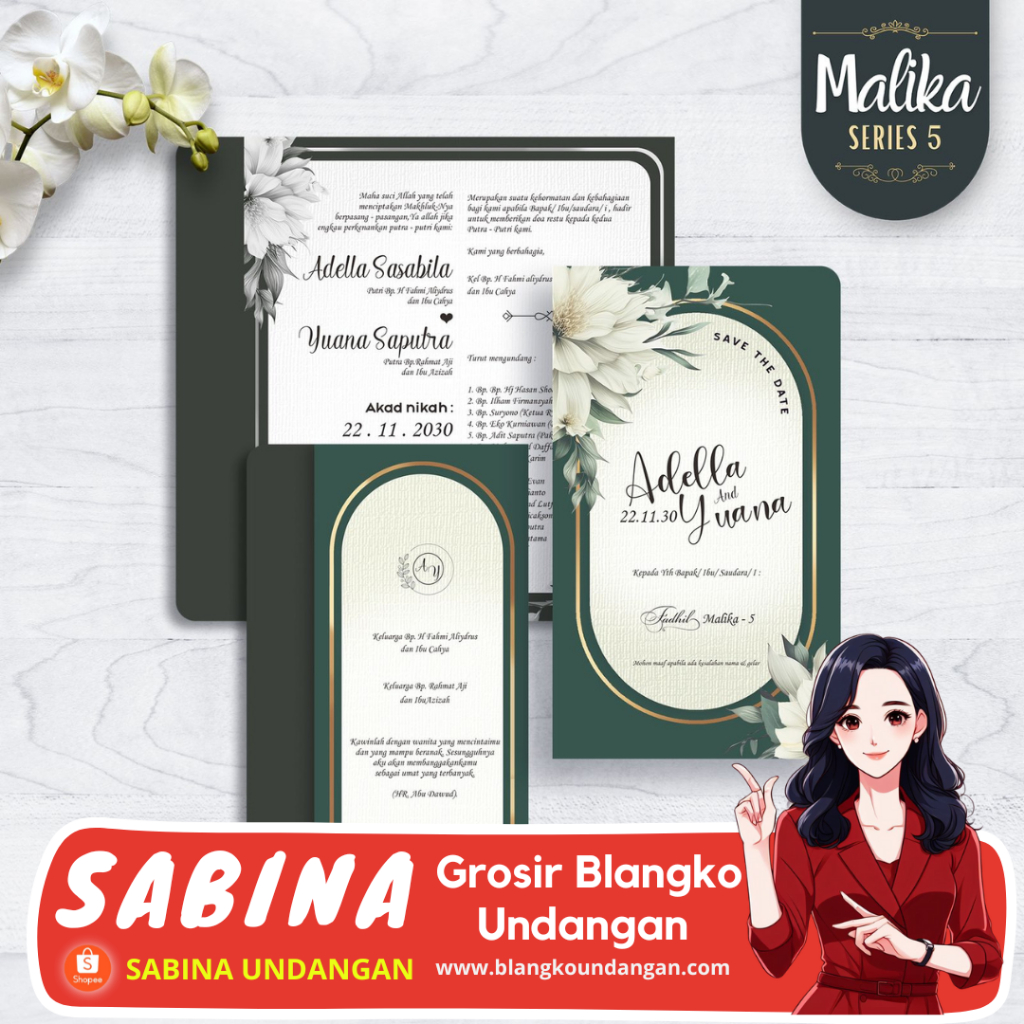 BLANGKO UNDANGAN PERNIKAHAN FADHIL MALIKA 5 | SABINA UNDANGAN | BLANGKO NIKAH | KERTAS UNDANGAN | KA