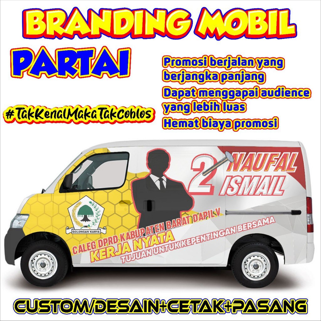 MURAH Stiker Branding Mobil Caleg Partai Pemilu Custom - Mobil Grandmax