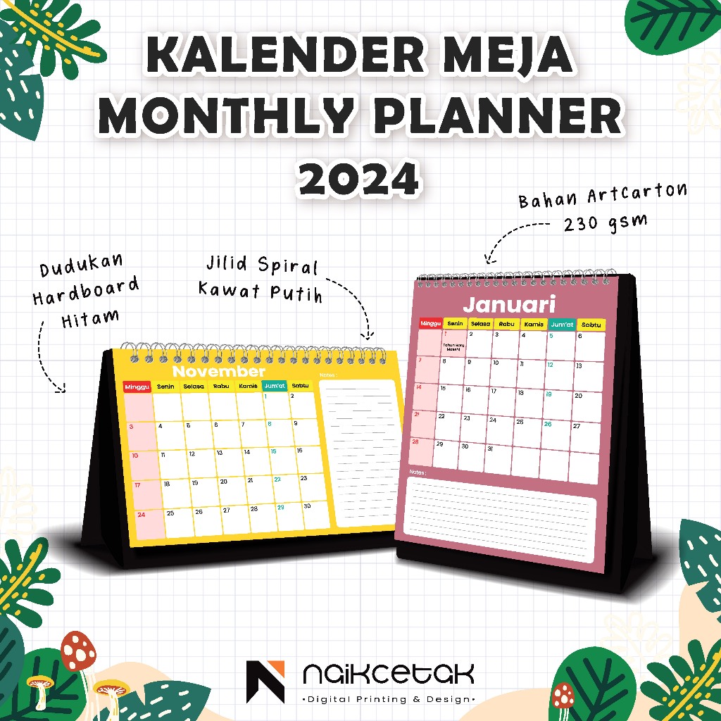

2025 KALENDER MEJA PLANNER MONTHLY AESTHETIC CUSTOM