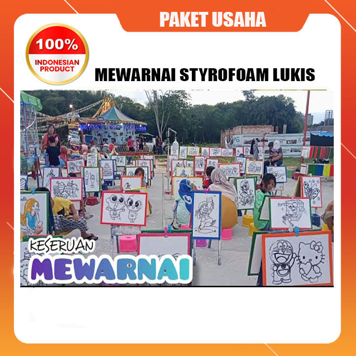 

Paket usaha lengkap mewarnai Styrofoam lukis uk 33 x 50 list lakban