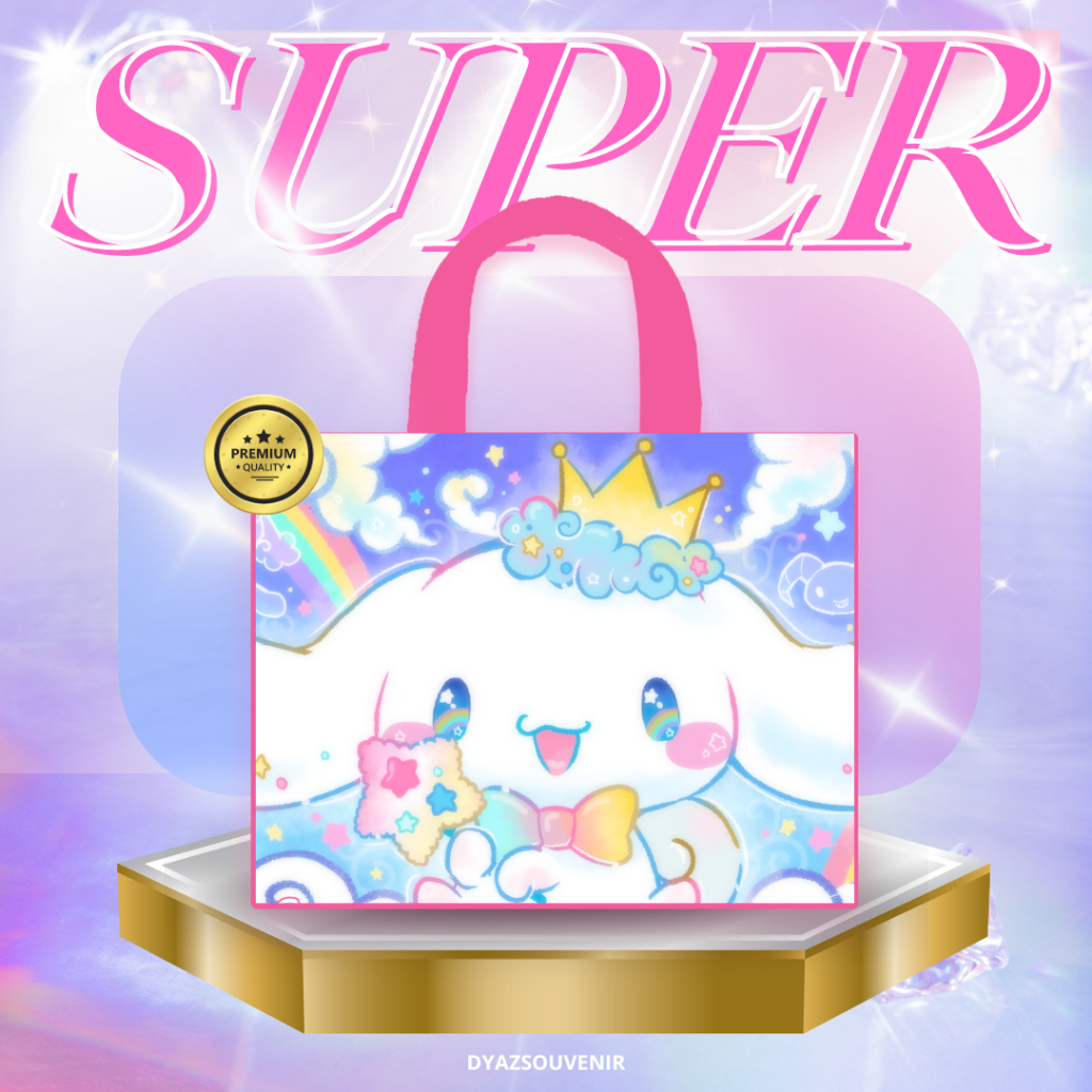 

Tas Ultah Sanrio Cinnamoroll Hello Kitty Gudetama My Melody Keroppi Badtz-Maru Kuromi Pompompurin Little Twin Stars Pochacco Hangyodon Mimmy White Rilakkuma Goodiebag Tebal