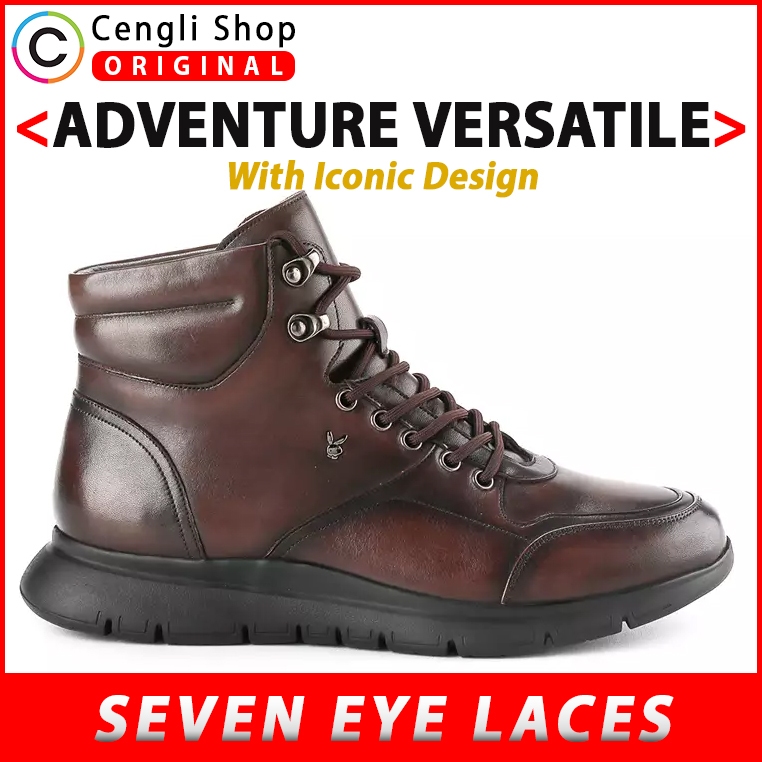 PL20 SEPATU PRIA BOOT PLAYBOY ORIGINAL CASUAL KULIT COKLAT BROWN