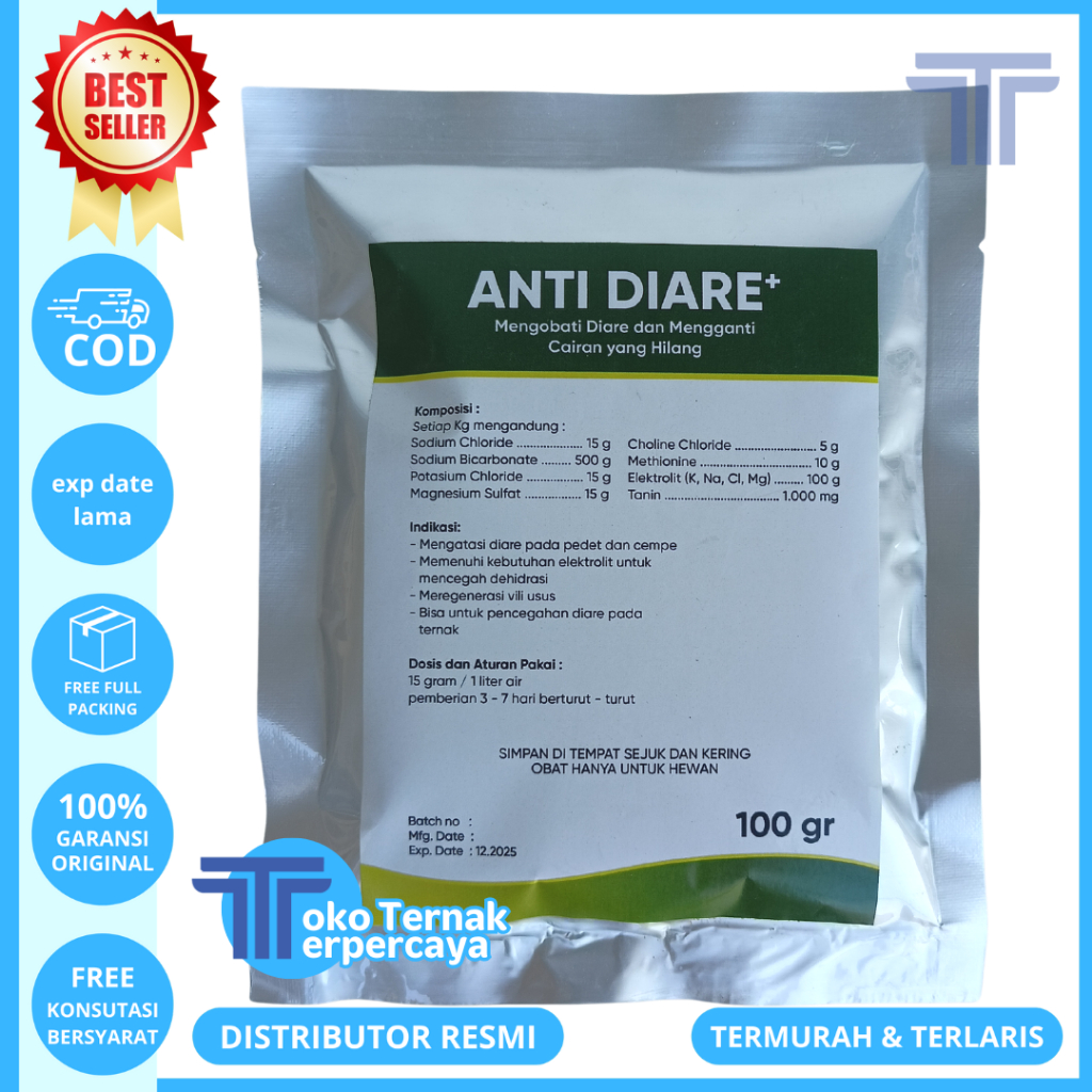 ANTI DIARE 100 gram - Obat Mencret Cempe - Obat Mencret Pedet - Obat Mencret Kambing - Obat Mencret 