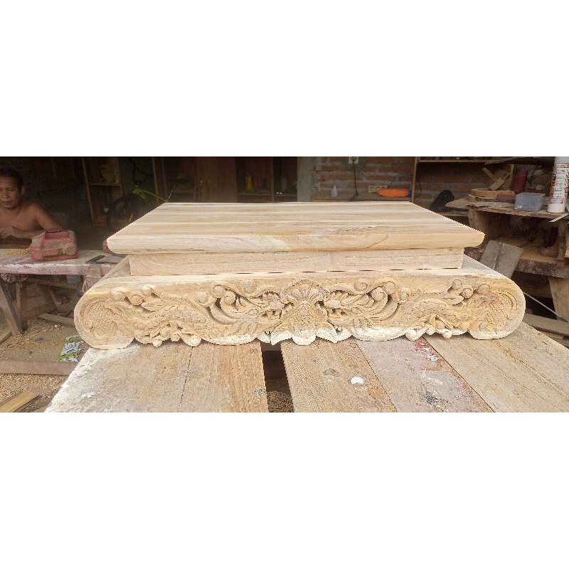 meja bonsai naga kayu jati