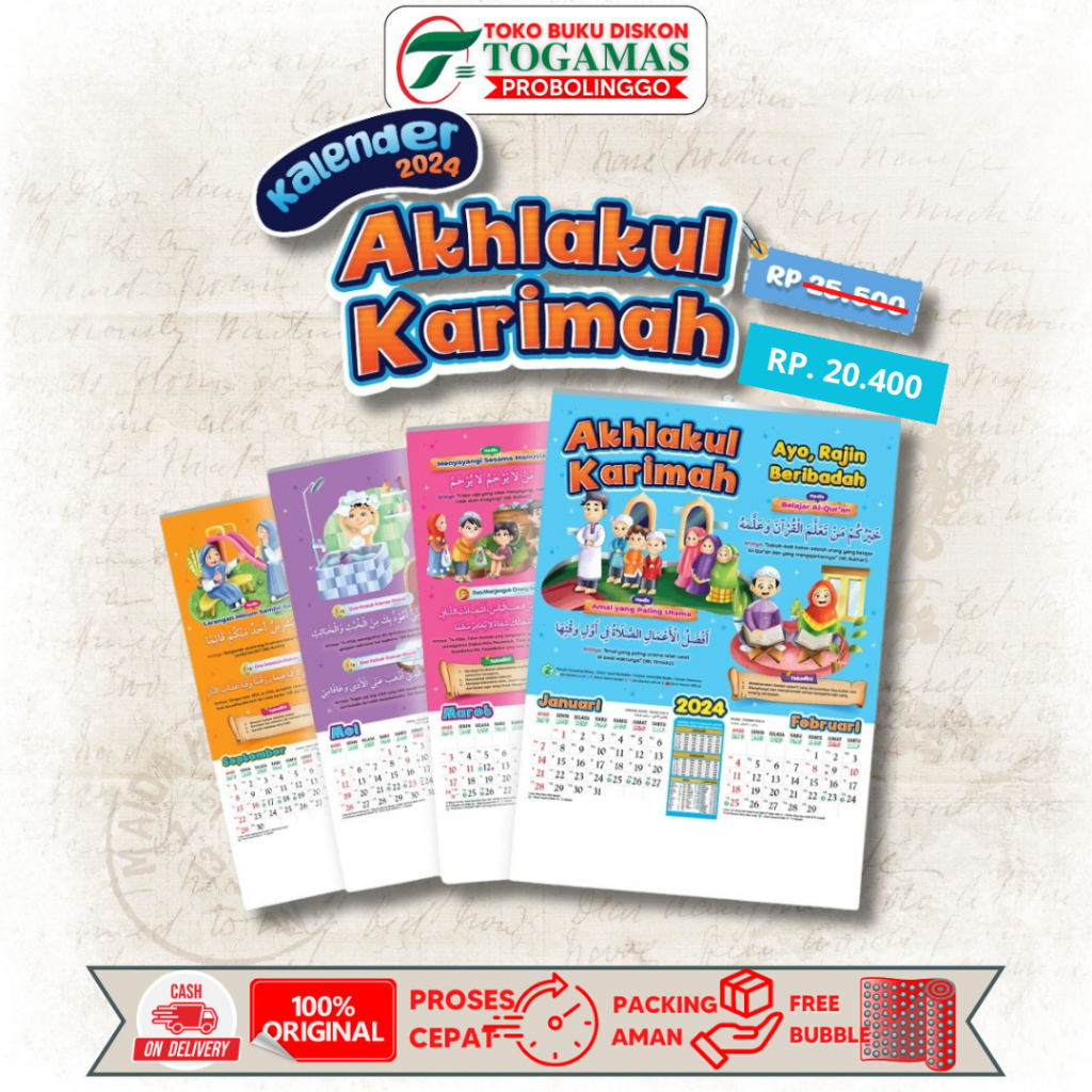 

Kalender Anak Islami 2024 - Kalender Tema Akhlakul Karimah (Dinding)