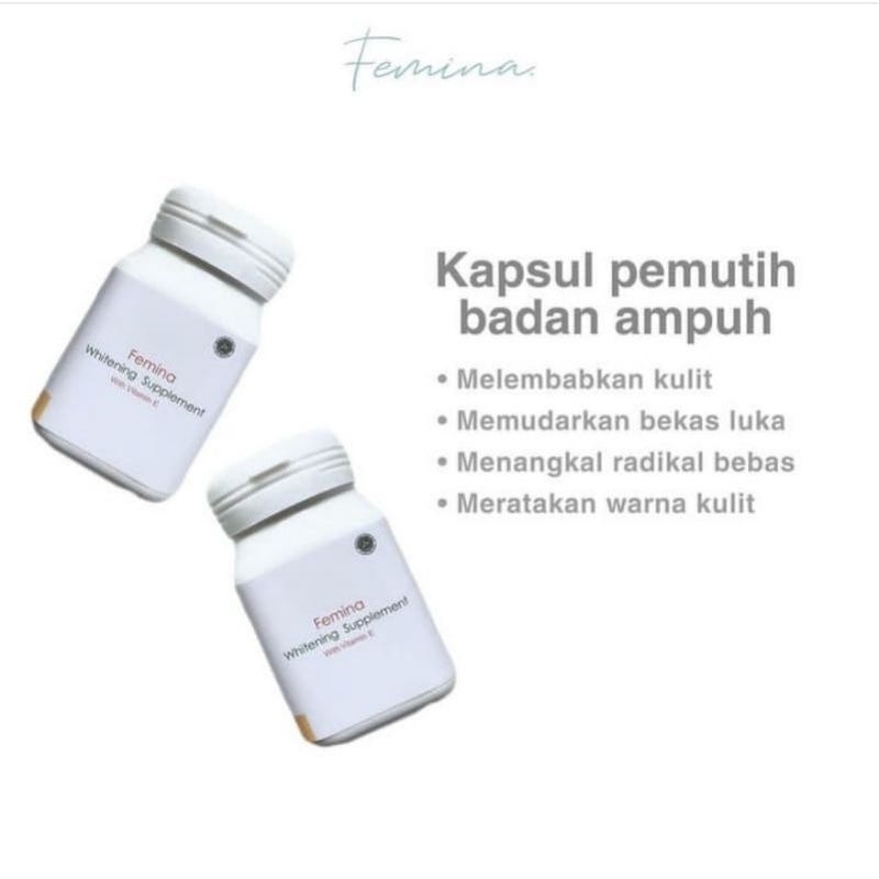 FEMINA WHITENING SUPPLEMENT PEMUTIH BADAN ISI 30 KAPSUL