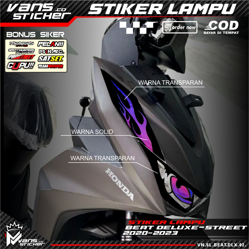 Stiker variasi lampu alis motor BEAT DELUXE 2020-2023 stiker lampu alis BEAT DELUXE 2020-2023  trasp