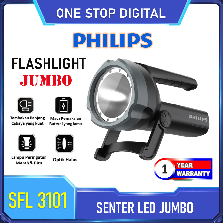 Philips SFL3101 Senter Led Jumbo Super Terang Jarak Jauh / Senter Led Super Terang Waterproof