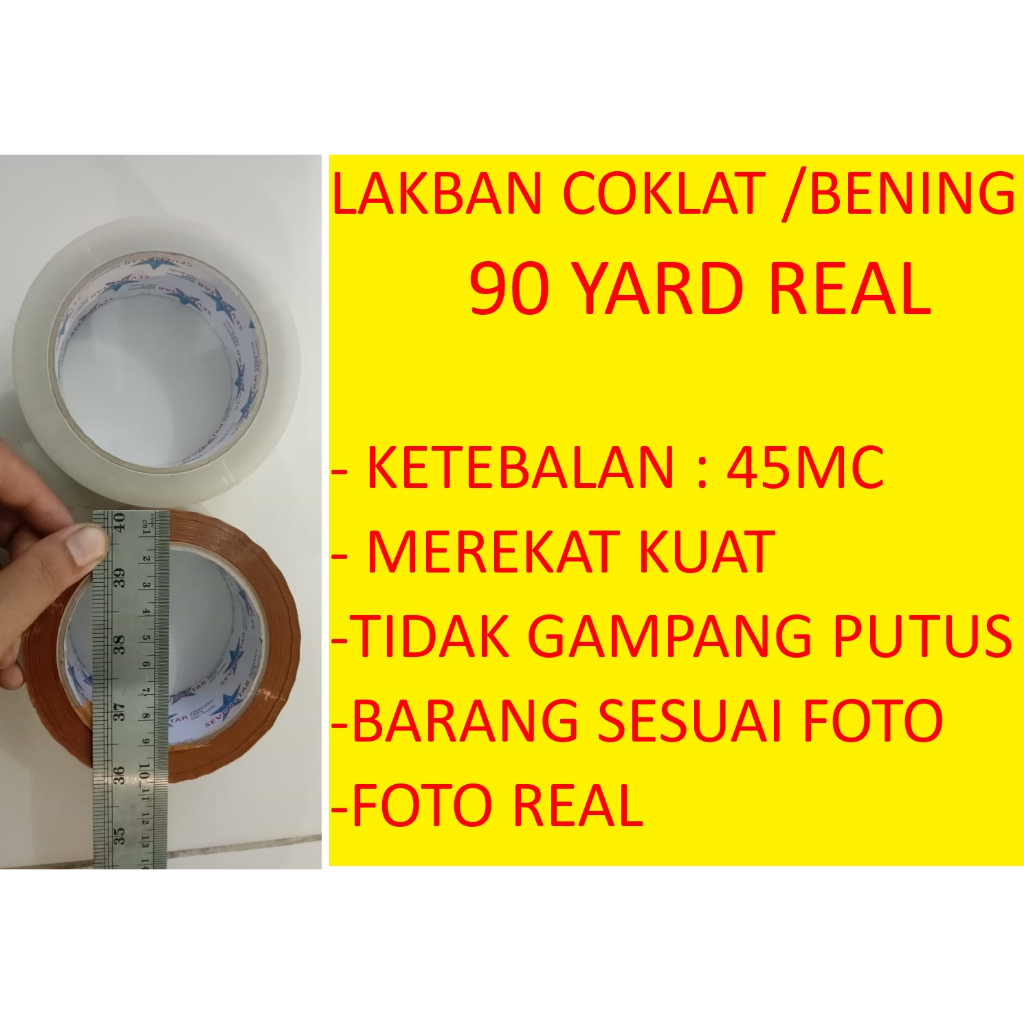 

LAKBAN BENING/COKLAT 100 YARD 90 YARD 1 DUS 72 PCS MURAH