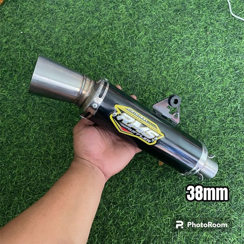slincer rms muffler bulat drak samlong black sarangan full setengah dan bor inlet 38
