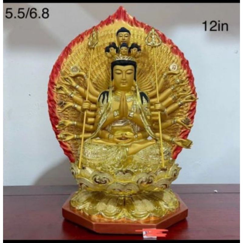 patung dewi seribu tangan/cien so - duduk- kayu- fiber-12inch