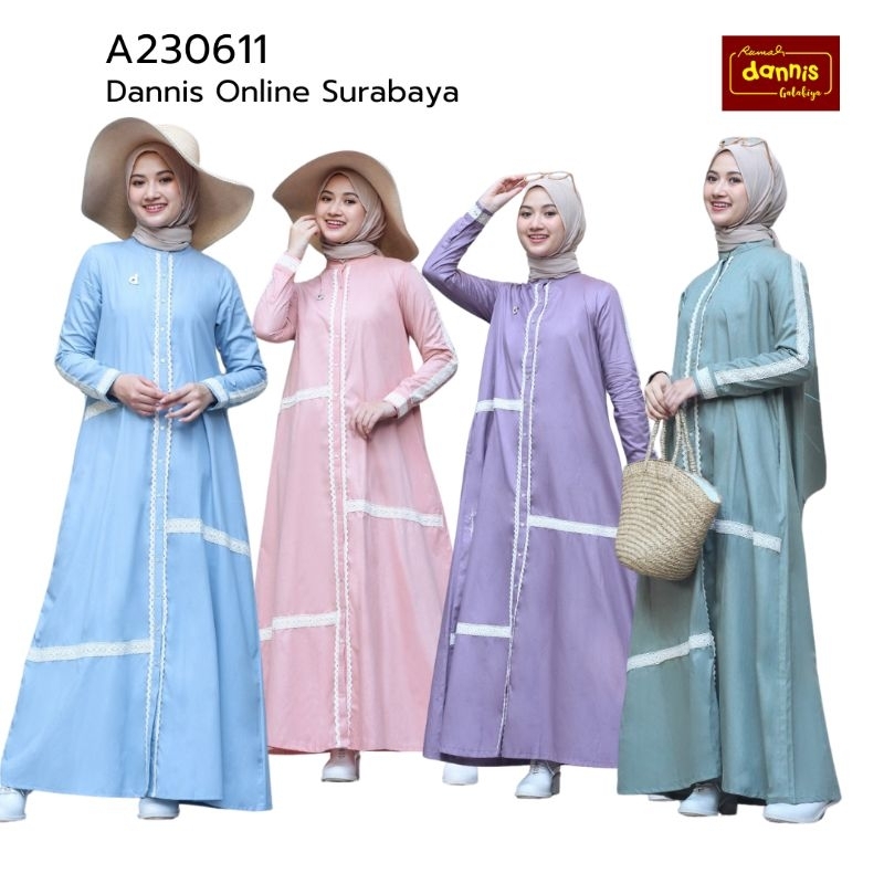 ❤️ Dannis Online Surabaya ❤️ A230611 Abaya Dannis Terbaru Gamis Dewasa Dress wanita Outer Inner katu