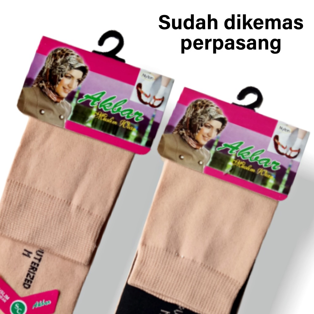 Kaos Kaki Jempol Wanita Muslimah Panjang Warna Kulit Hitam Putih polos Bahan Nilon Tebal