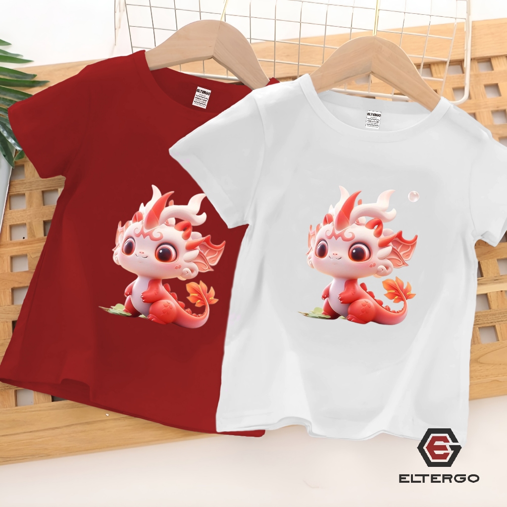 Baju Kaos Distro Naga Merah Muda Imlek Anak Laki Laki Dan Perempuan Import 1 Sampai 12 Tahun Gift Ka