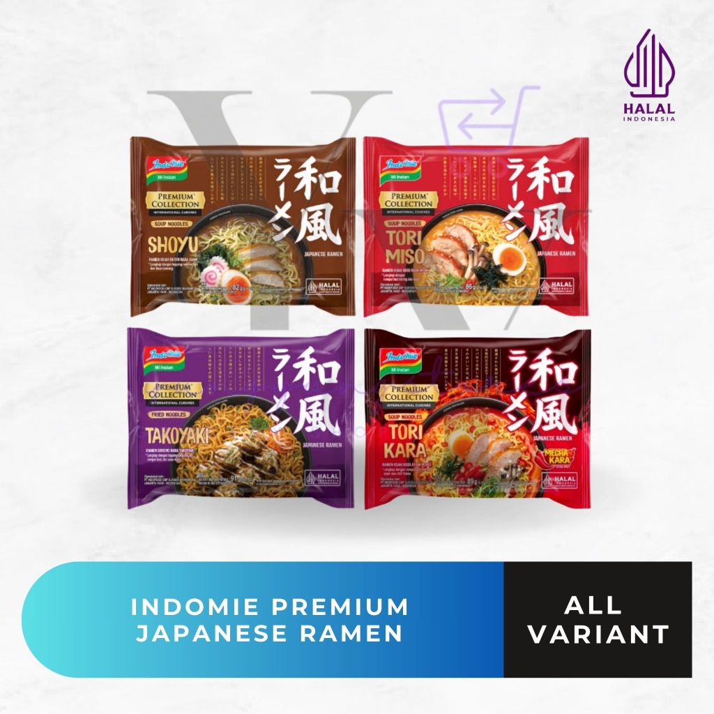 

Indomie Premium Collection Japanese Ramen Shoyu / Takoyaki / Tori Miso / Tori Kara