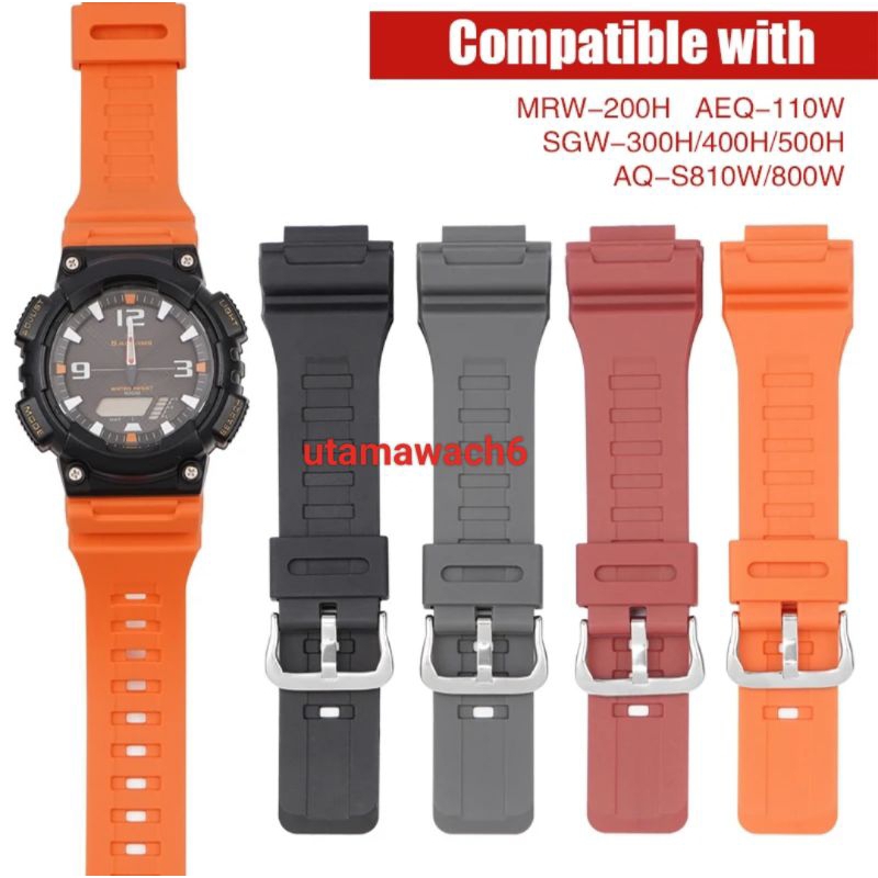 Strap Tali Jam Casio AQ S-810 AQ-S810W AQS810 AQ S810 Karet Casio Hitam