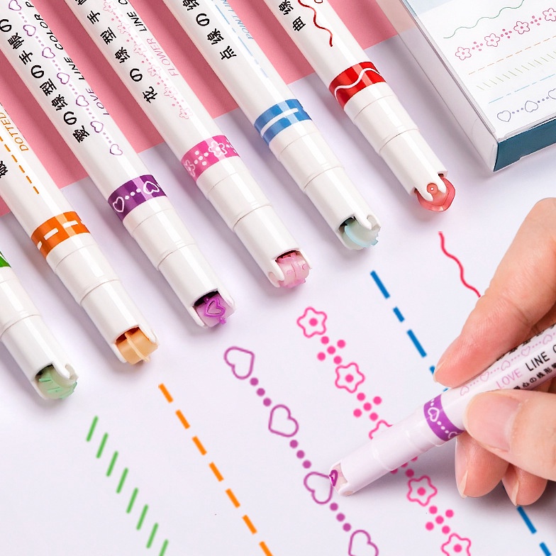

PULPEN 1SET ISI 6PCS / PEN HIGHLIGHTER / HIGHLIGHTER BENTUK GARIS MULTI WARNA / DIY STATIONERY HIGHLIGHTER WARNA PASTEL 91