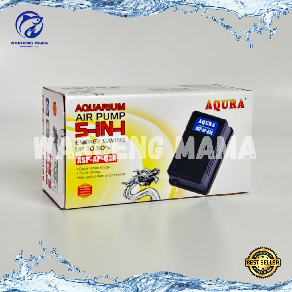 Aerator AQURA ASP AP Q3A mesin pompa aerator gelembung udara aquarium 1 lubang