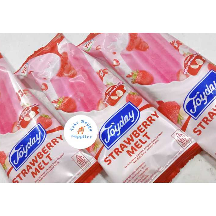 

Es Krim Joyday Strawberry Melt - Es Susu Saus Stroberi dan Bola Putih