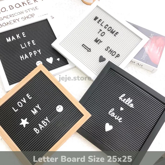 

[✧P94@] [1 Pcs] Letter Board / Papan Tulis Tempel / Papan Huruf & Angka / Papan Nama Bayi / Papan Huruf 25x25 Terhitz