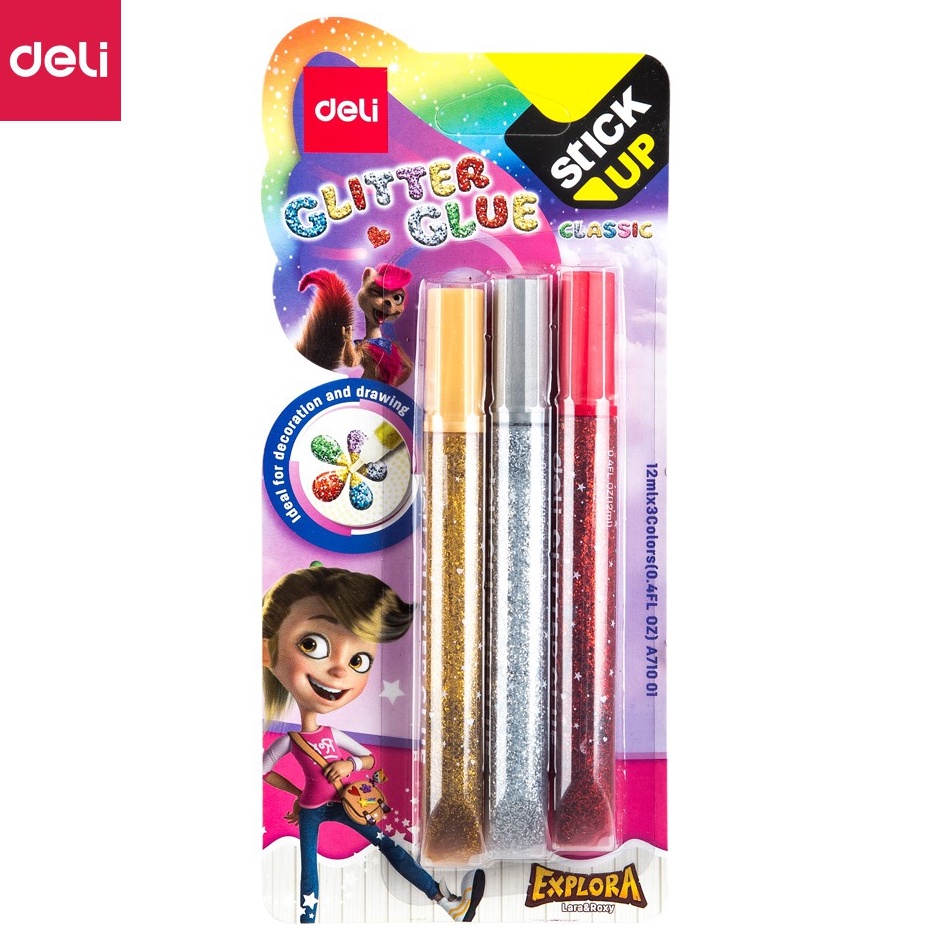 

Bestseller Deli Lem Glitter Klasik untuk aplikasi pada banyak jenis bahan, Seri Explora 12ml 3/6 Warna EA71001 Super Promo