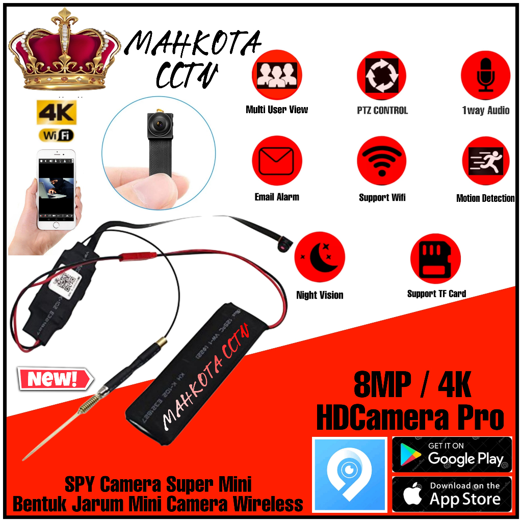 Spy Camera CCTV Mini Wireless 1080P 4K Full HD P2P ORIGINAL - SPY CAM KECIL  - IP CAMERA SUPER MINI