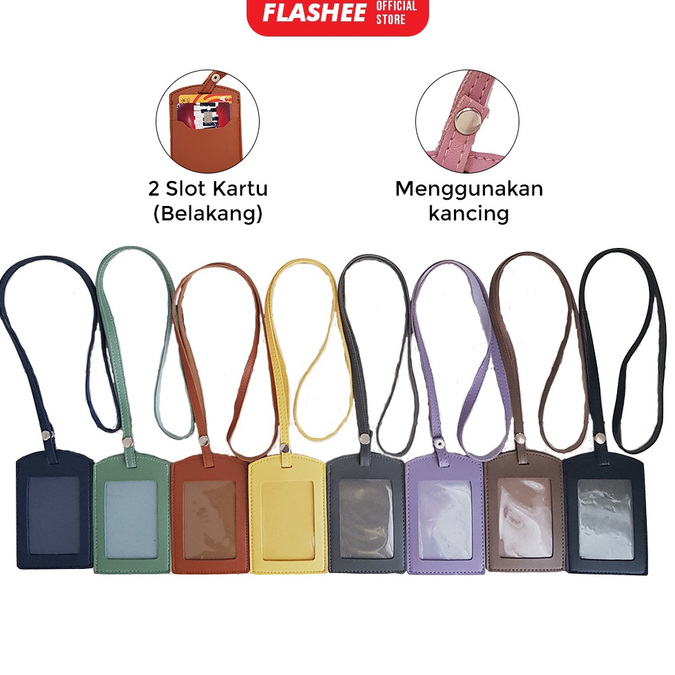 

R3adyst0ck ID Card Tag Kancing Name Tag Kancing ID Holder Card Kancing Kulit Lanyard Kancing Termurah PU Leather Lanyard NameTag ID Murah
