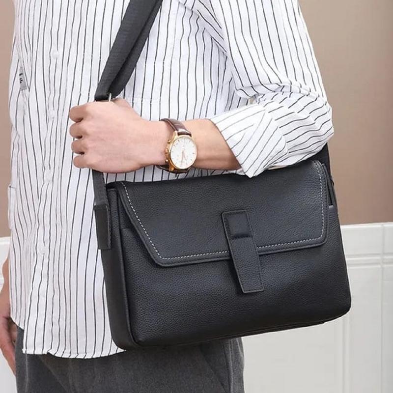 Tas Selempang Bahu Pria Simple Kasual Kulit Sapi Asli Garut