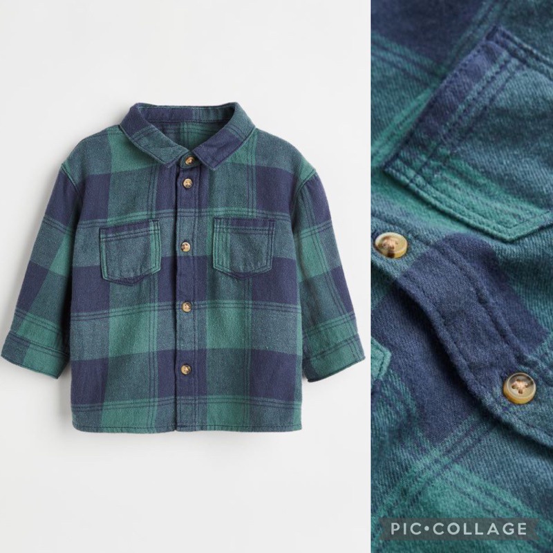 H&M SALE shirt dark green baby boy
