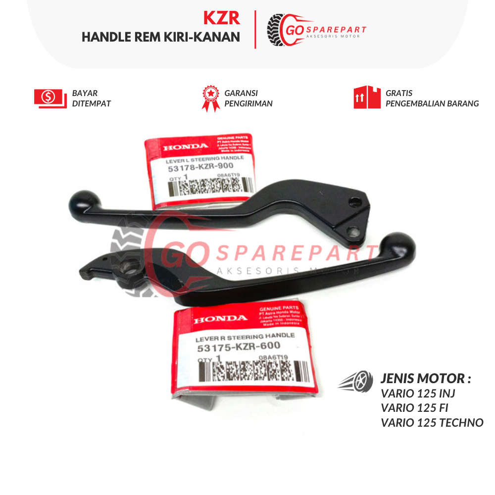 (HONDA) PAKET HANDLE REM VARIO 125 150 2015-2017 / PAKET HANDLE REM KIRI + KANAN HITAM KZR VARIO 125