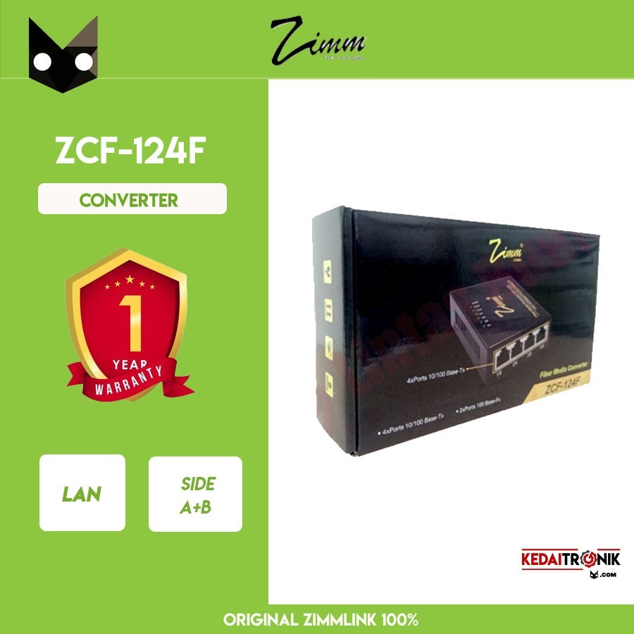 Zimmlink Converter ZCF 124F Media Converter 2 Port FO 4 LAN ZCF-124F